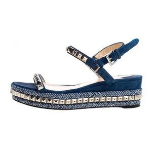 Authentic Christian Louboutin Denim Studded Sandals